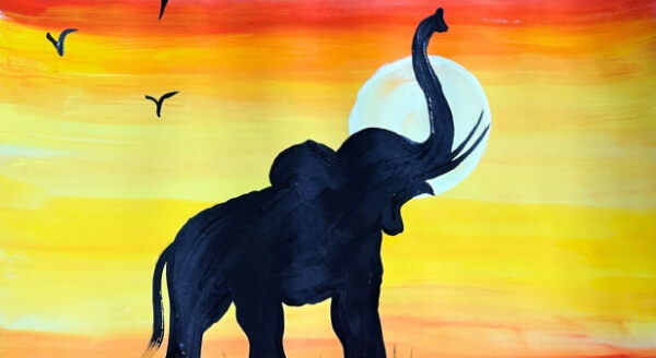 Elephant Paintings For Kids Poster Color Painting Art Project For Kids