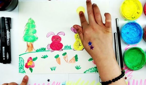 Rabbit Finger Painting For Kids