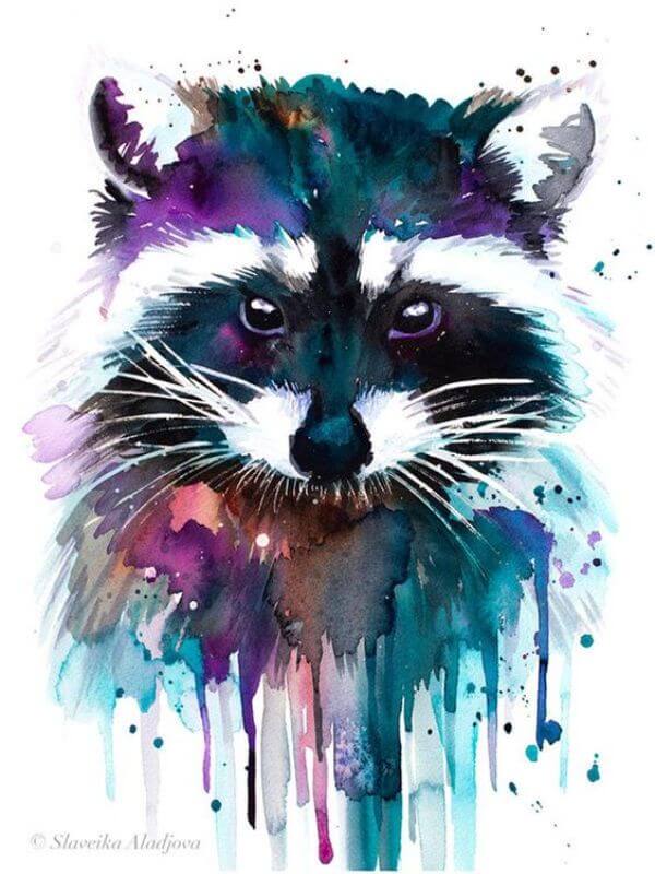 Raccoon Painting With Watercolor For Kids