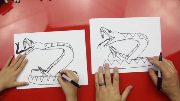 Snake Drawing & Sketches for Kids Rattle Snake Drawing Tutorial For Kids