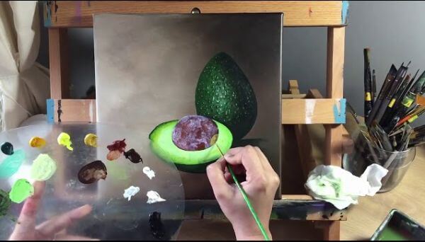 Realistic Avocado Acrylic Painting