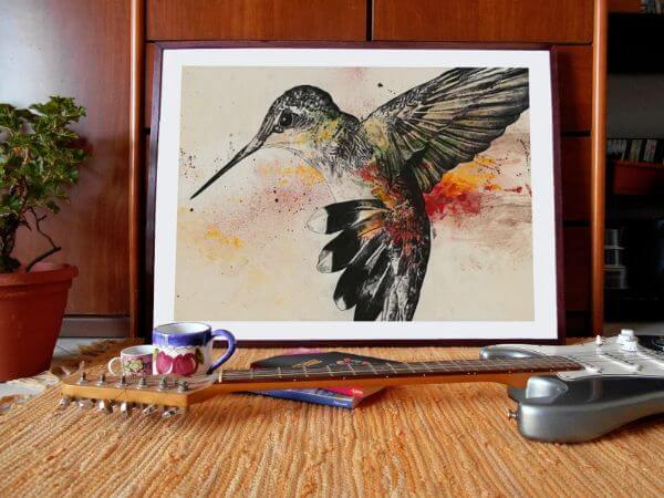 Realistic Hummingbird Pencil Drawing