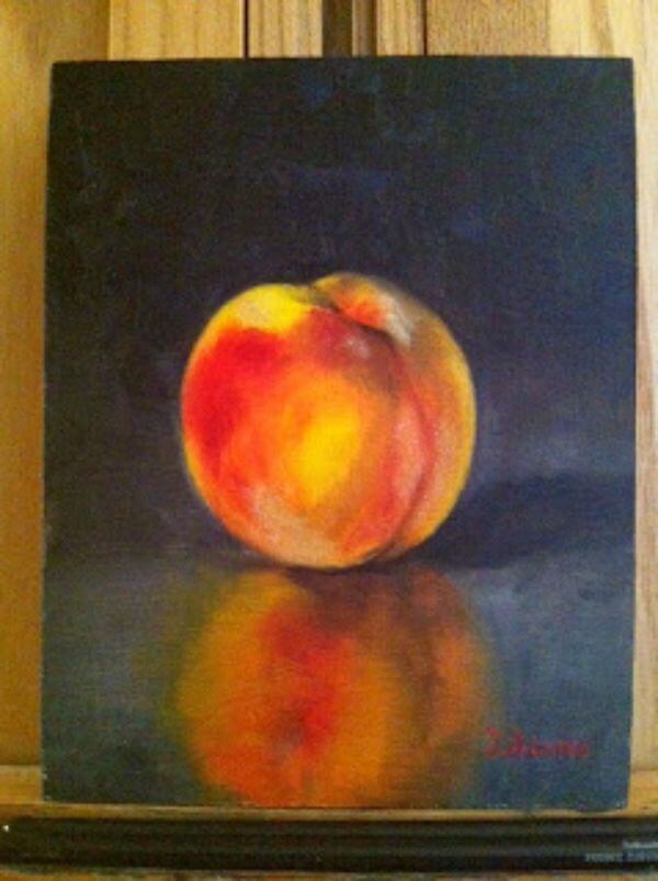 Realistic Peach Fruit Painting Art
