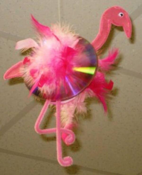 Recycled CD Flamingo Craft & Activities idea For Kids