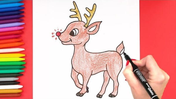 Reindeer Drawing & Sketches For Kids Reindeer Drawing With Color