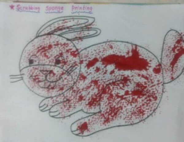 Scrubbing Sponge Rabbit Painting Activity For Kids
