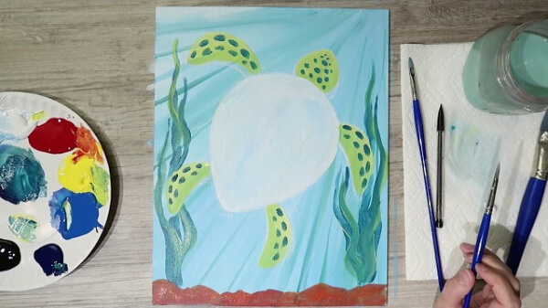 Sea Turtle Acrylic Painting For Kids