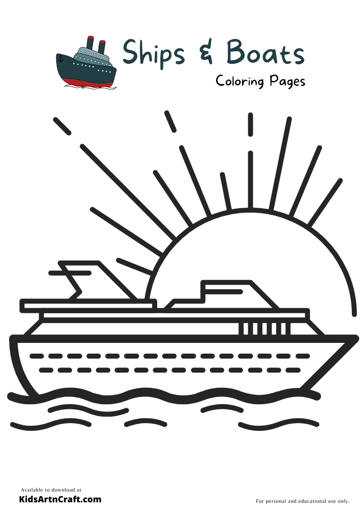 Ships and Boats Coloring Pages For Kids