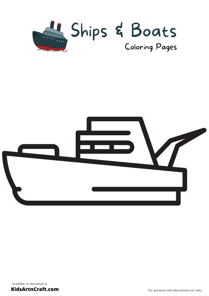 Ships and Boats Coloring Pages For Kids