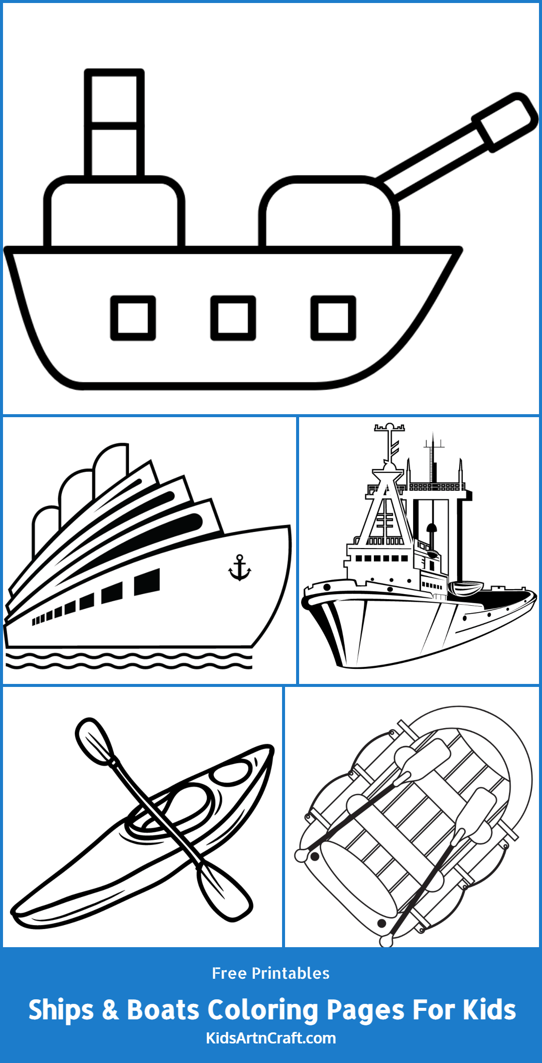 Ships and Boats Coloring Pages For Kids – Free Printables