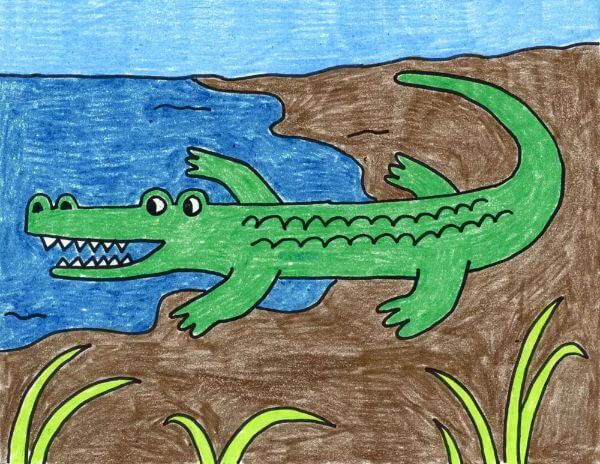 Simple Alligator Drawing & Sketch Ideas For Kids