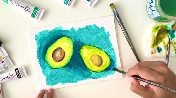 Simple Avocado Acrylic Painting For Kids