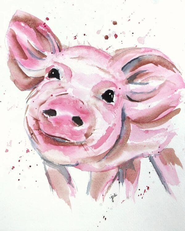 Simple Baby Pig Painting For Kids