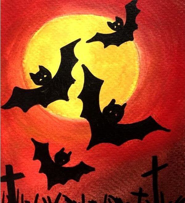 Simple Bat Painting Tutorial For Kids