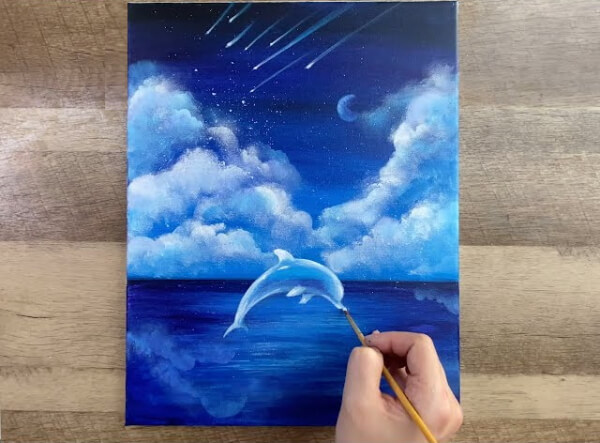 Dolphin Paintings For Kids Simple Blue Dolphin Painting Tutorial