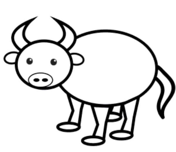 Simple Buffalo Drawing & Sketches For Kids