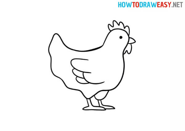 Chicken Drawing & Sketches For Kids Simple Hen Drawing For Kids