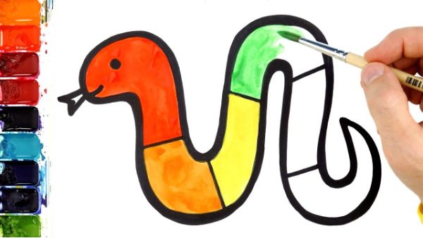 Simple Colorful Rainbow Snake Painting