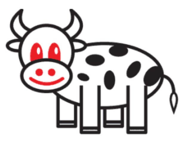 Simple Cow Drawing With Easy Step & Sketches For Kids