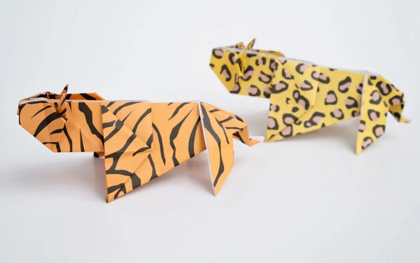 How To Make An Origami Cheetah With Kids Simple Origami Paper Cheetah Craft  For Kids