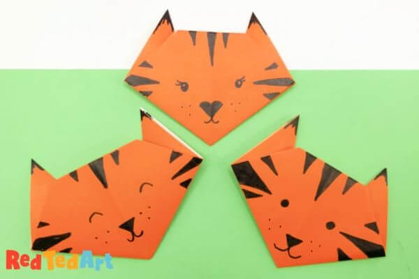 Simple Origami Tiger Face Craft For Kids