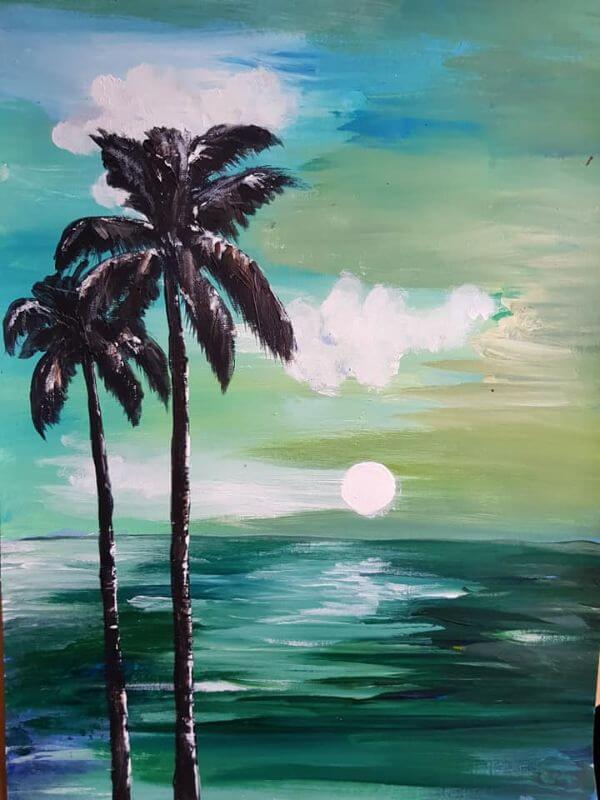 Simple Painting Coconut Trees For Kids