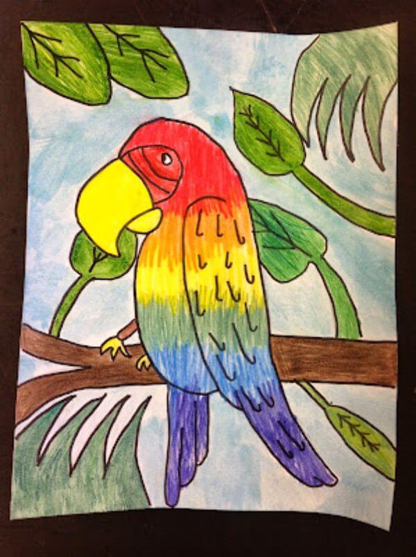 Simple Parrot Painting Art Project For Kids
