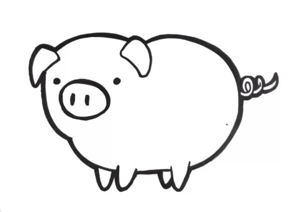 Pig Drawing & Sketches For Kids Simple Pig Drawing For Kids