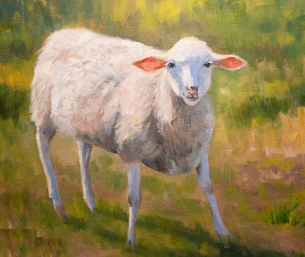 Simple Sheep Oil Painting For Kids