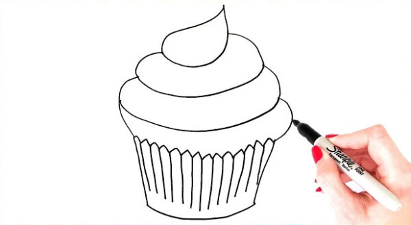 Simple Step By Step Cupcake Drawing For Kids