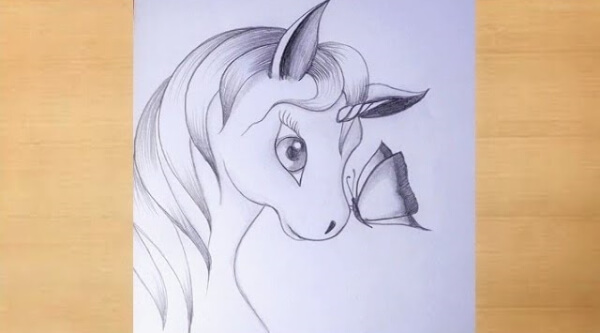 Simple Unicorn Pencil Drawing For Kids