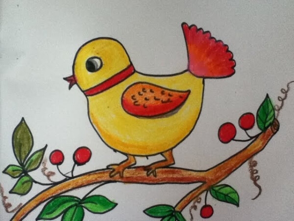 Small Bird Drawing For Kids