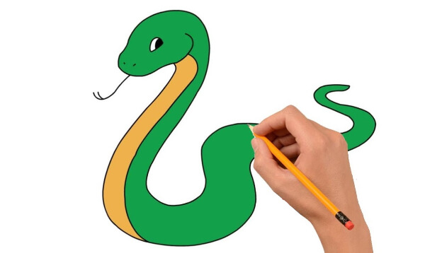 Snake Drawing With Easy Steps For Kids