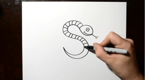 Snake Drawing With Letter S