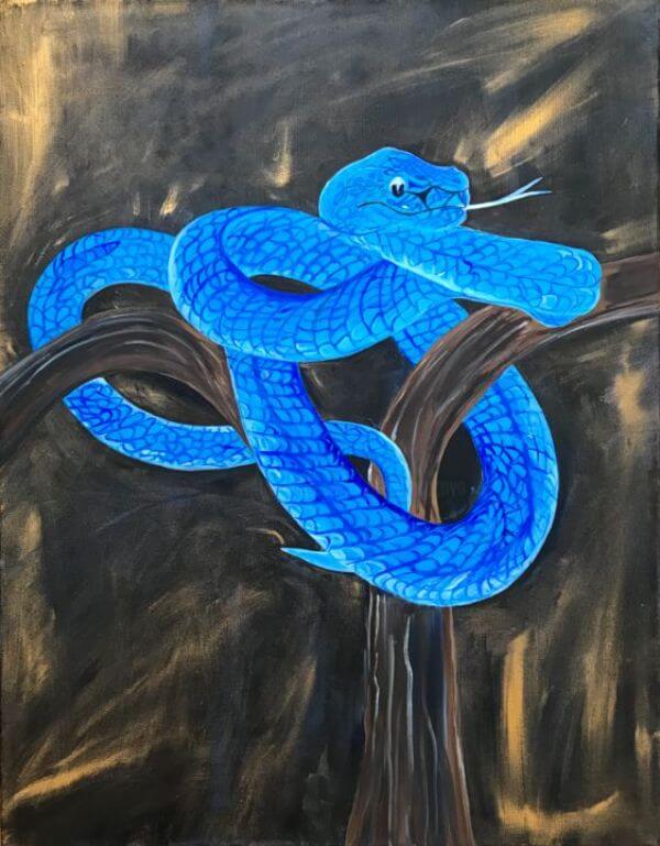 Snake Paintings Artwork Using Oil Paint For Kids