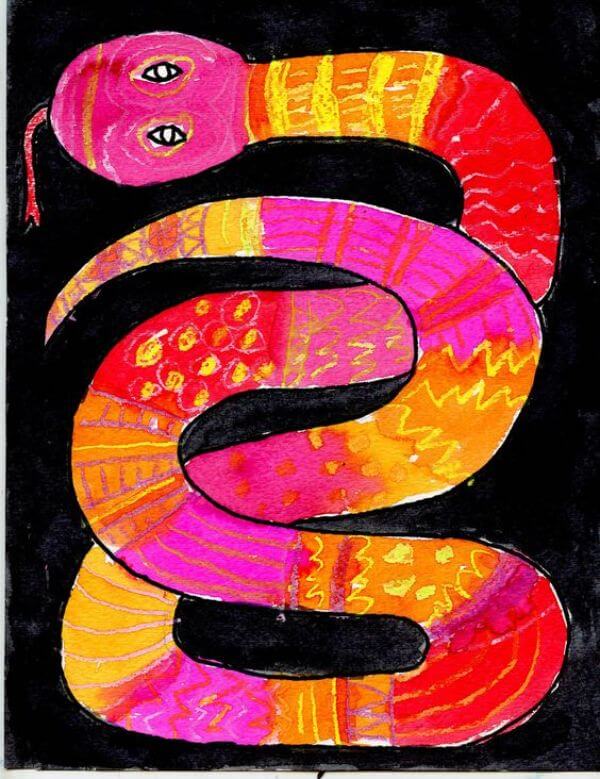Snake Watercolor Paintings For Kids