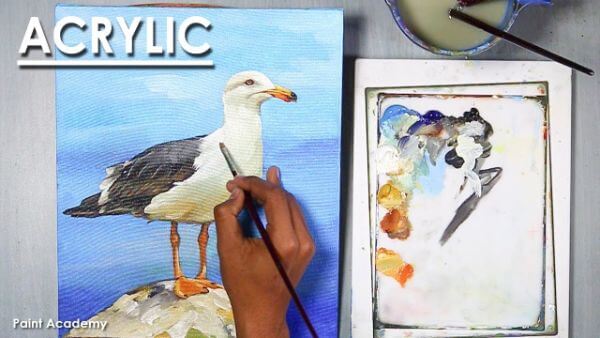 Step By Step  Acrylic Sea Gull Painting For Kids