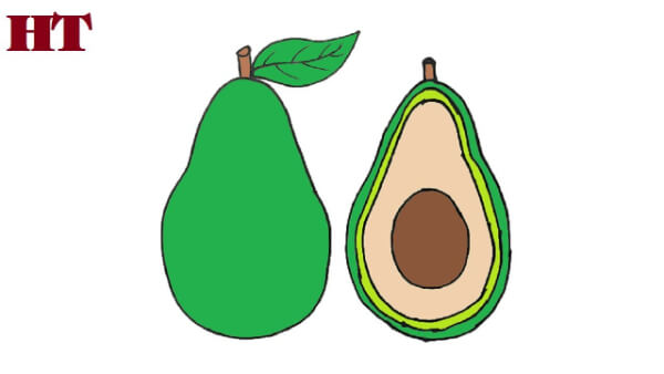 Avocado Drawings & Sketches for Kids Step By Step Avocado Tutorial For Kids