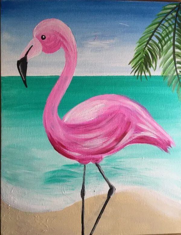 Step By Step Flamingo painting Ideas For Kids