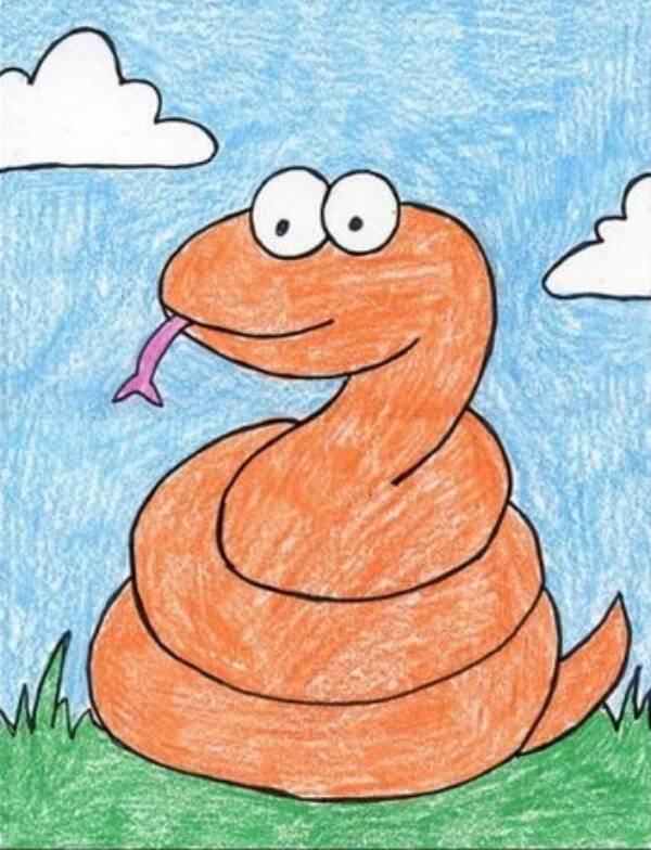 Snake Drawing & Sketches for Kids Easy Snake Drawing With Step by Step