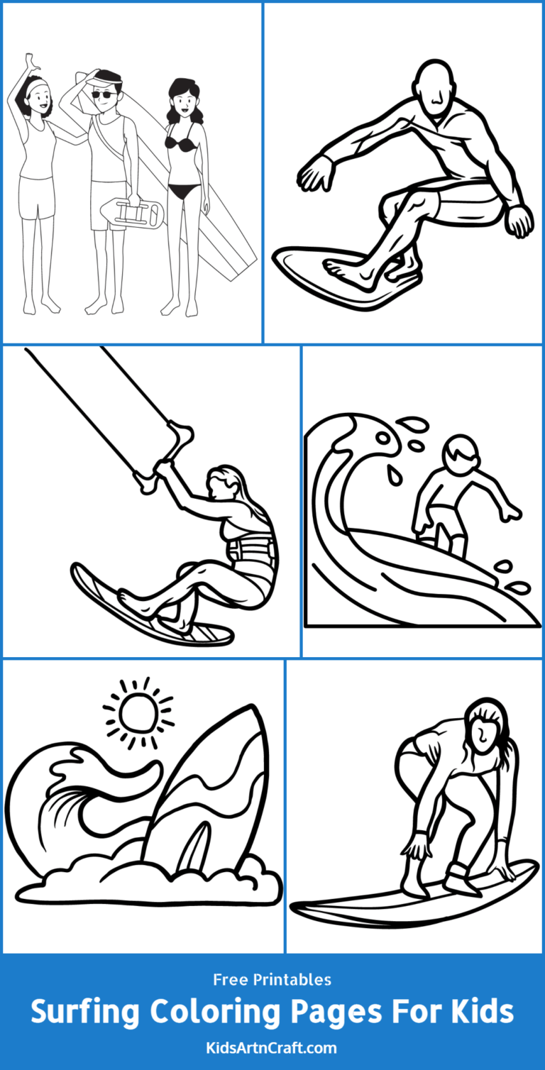 Surfing Coloring Pages For Kids – Free Printables - Kids Art & Craft