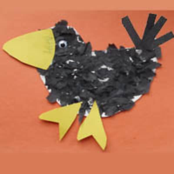 Tissue Paper Crow Craft For Preschool