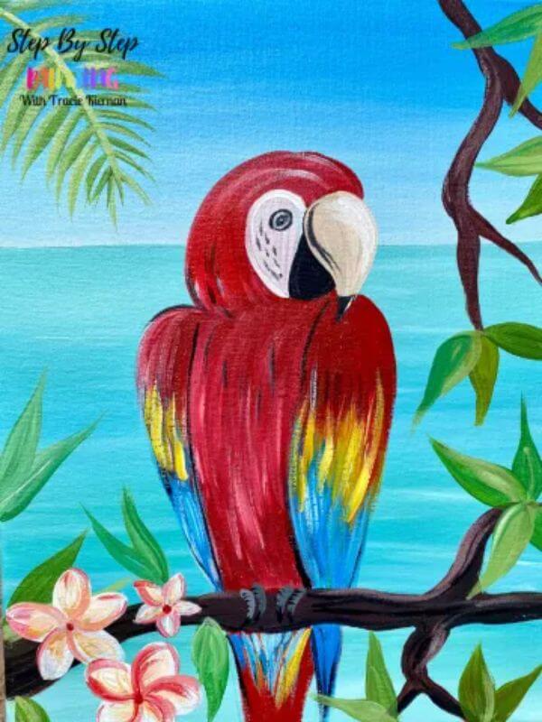 Tropical Macaw Parrot Painting Step By Step