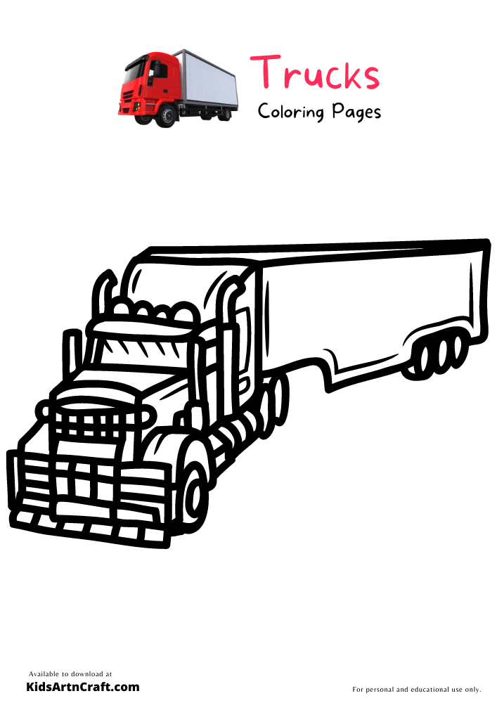 Trucks Coloring Pages For Kids – Free Printables