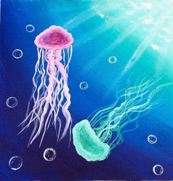 Underwater Acrylic Jellyfish Painting For Kids