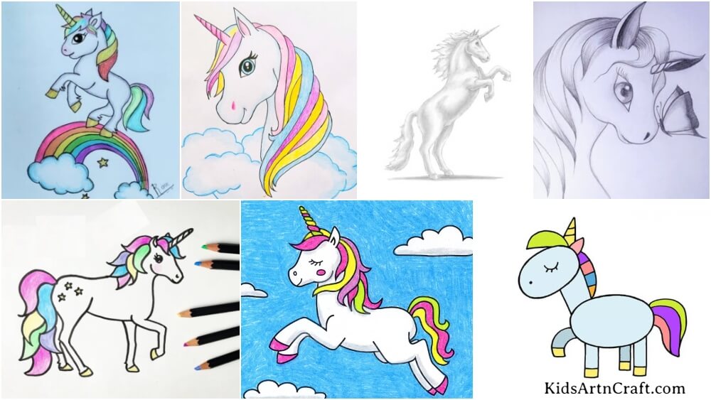 Cute Kids Unicorn Drawing Stock Illustration 596036030 | Shutterstock