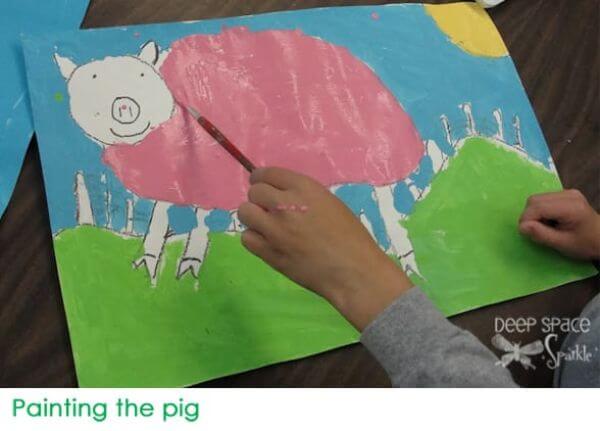 Water Color Pig Painting For Kids