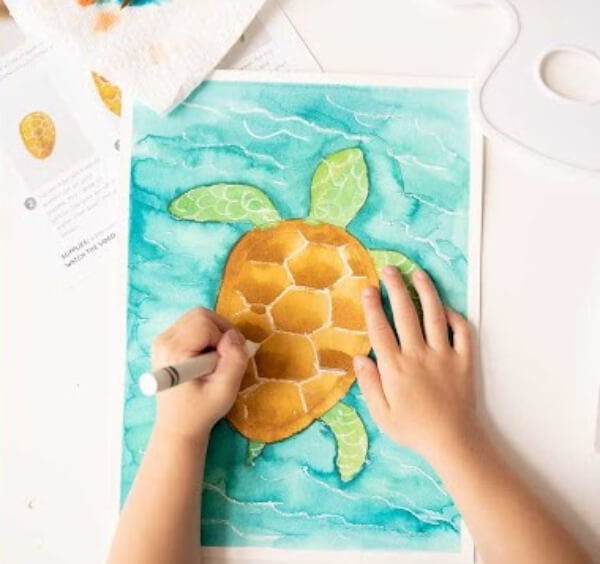 Turtle Paintings for Kids Water Color Sea Turtle Painting Art Project