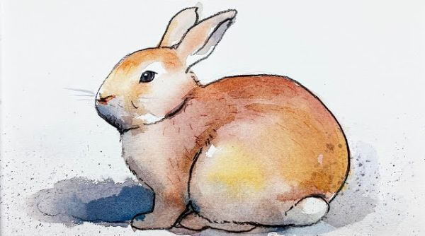 Watercolor Rabbit Painting For Kids