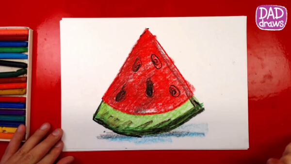 Watermelon Painting Art Idea Using Oil Pastel Color